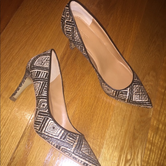 J Crew Black and Cream Rafia Pumps size 9.5 - Picture 4 of 8